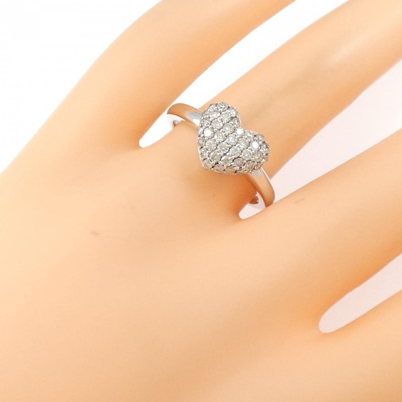PT900 ハート パヴェ ダイヤモンド リング 0.52CT