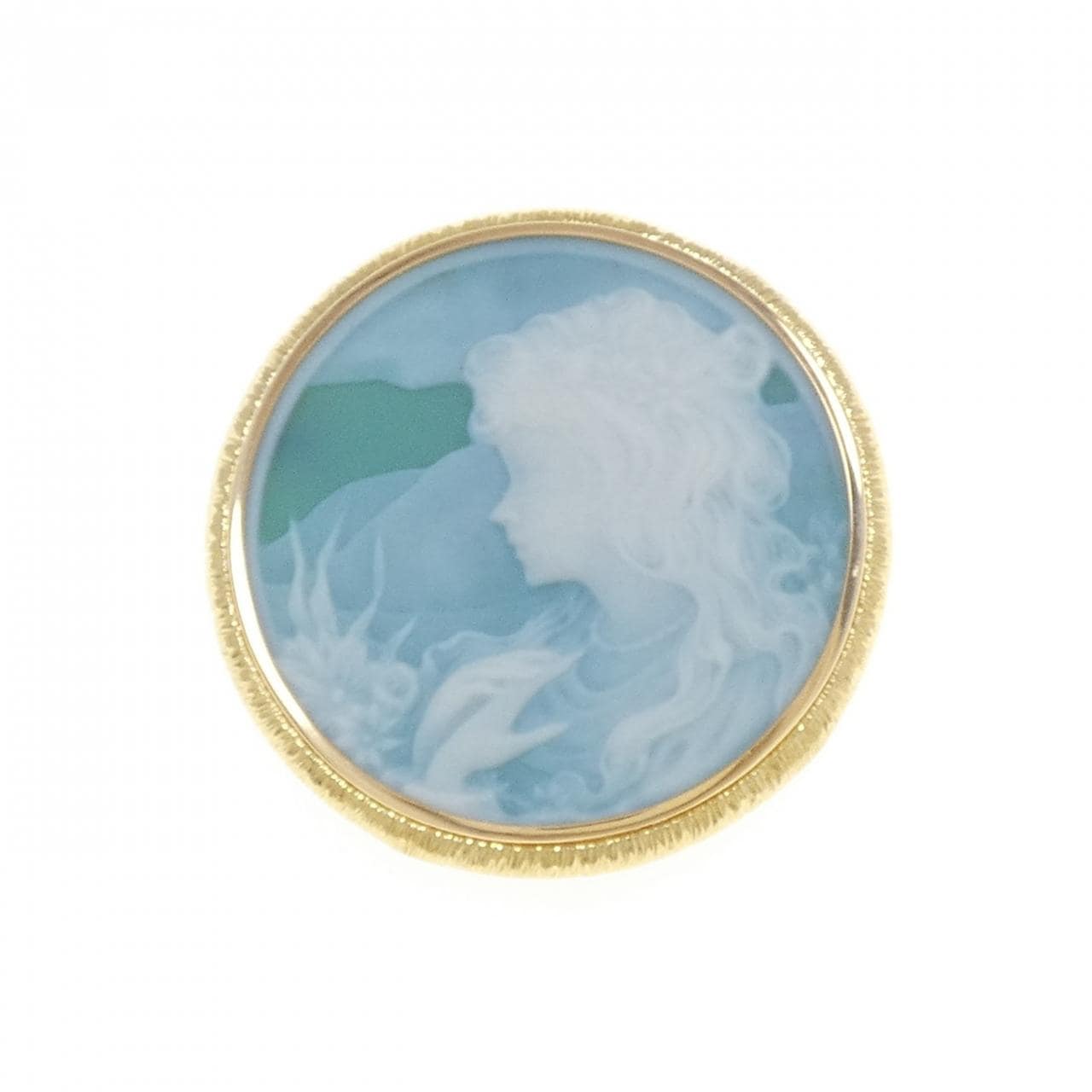 K18YG agate cameo brooch
