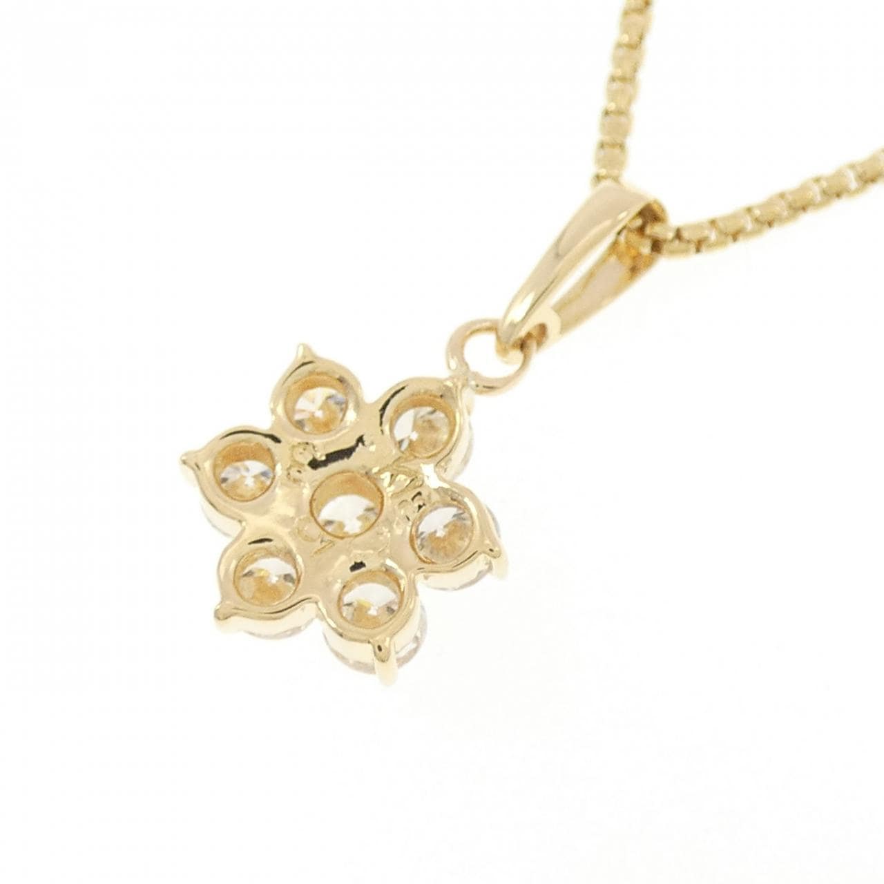 K18YG フラワー ダイヤモンド ネックレス 0.53CT