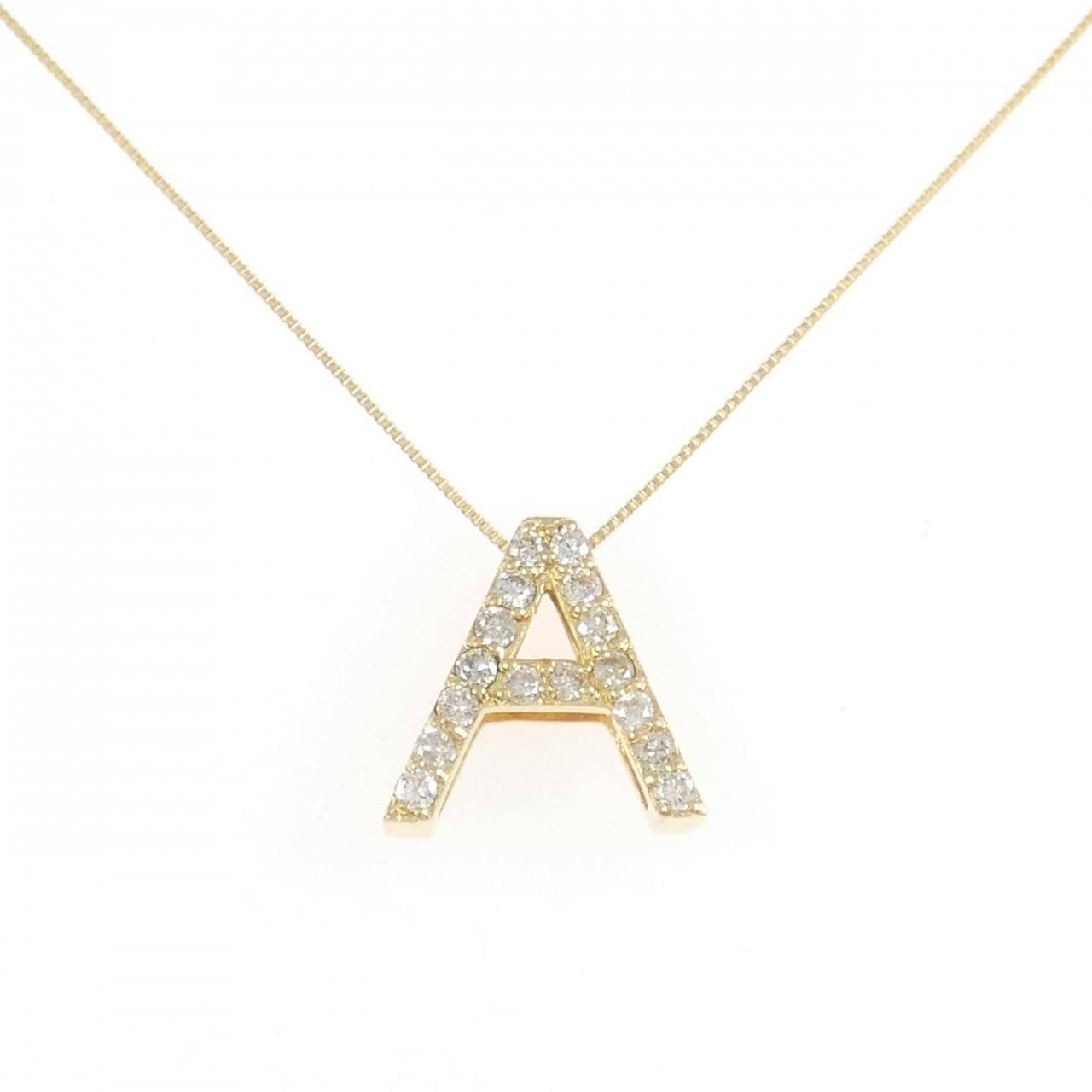 K18YG イニシャルA ダイヤモンド ネックレス 0.32CT