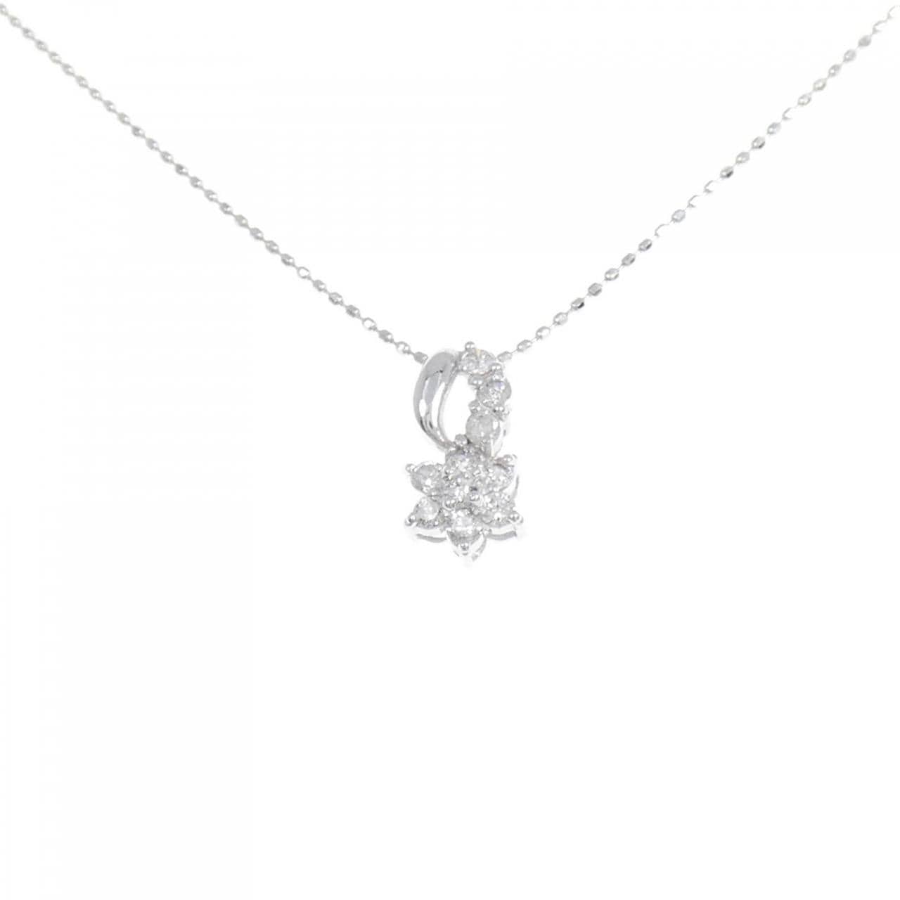 K14WG/14KWG flower Diamond necklace 0.3CT