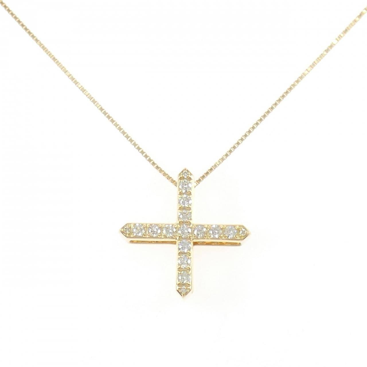 K18YG クロス ダイヤモンド ネックレス 0.41CT
