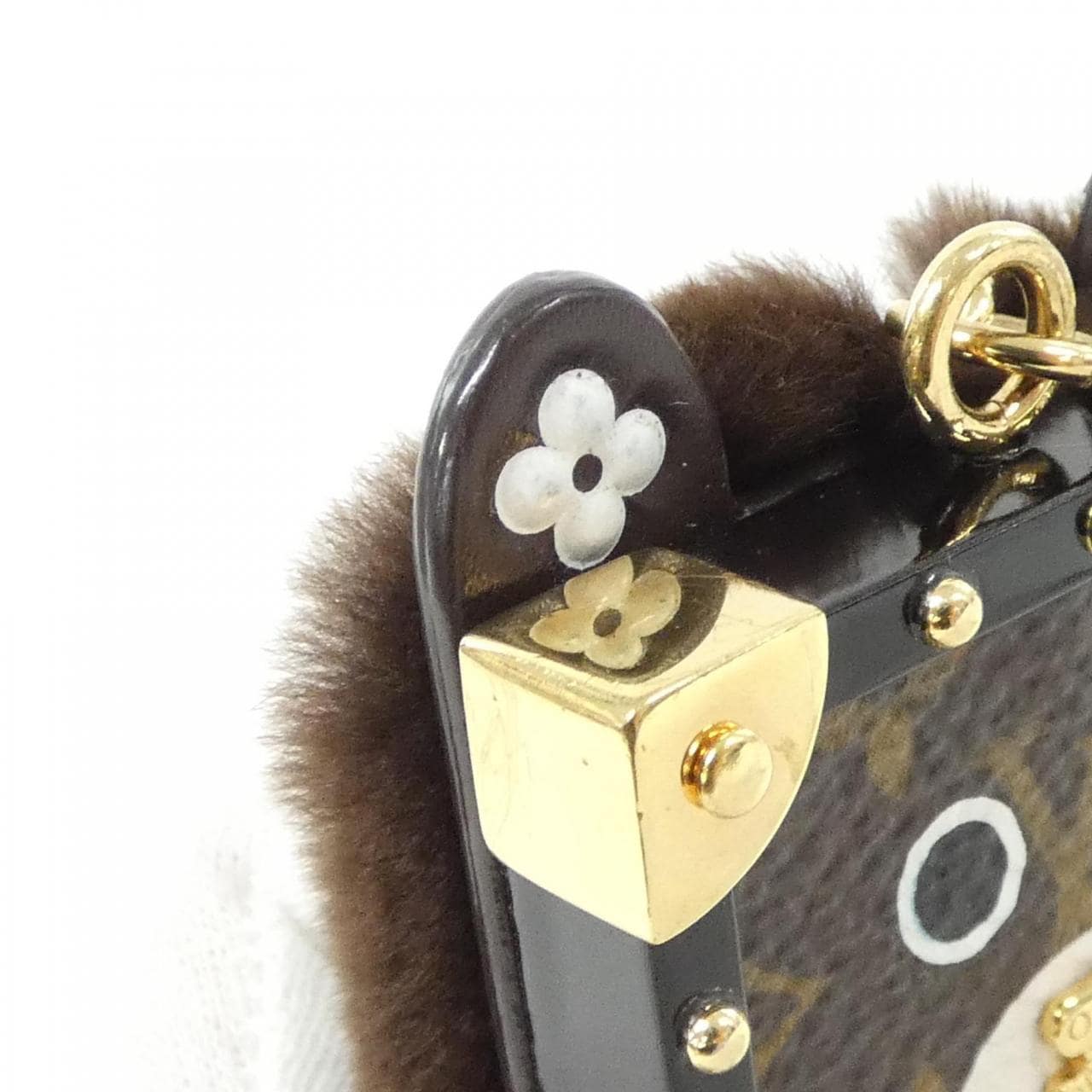 ルイヴィトン モノグラム ビジューサック ワイルドファー M68451 キーリング