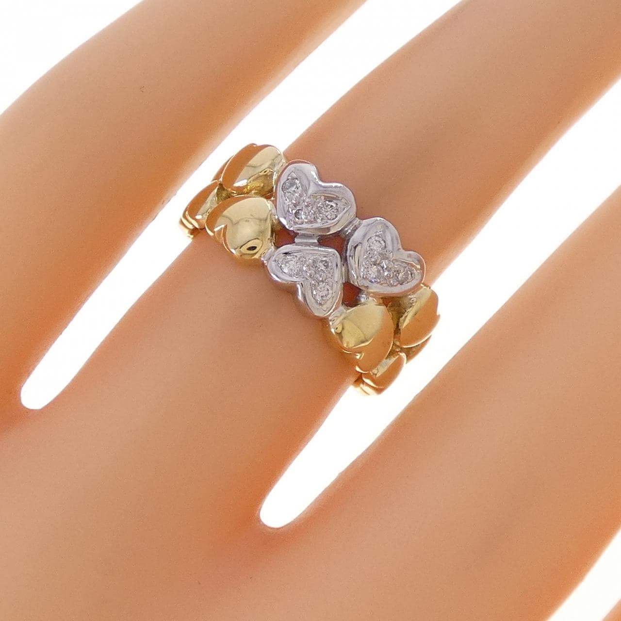 750YG/750WG ハート ダイヤモンド リング 0.07CT