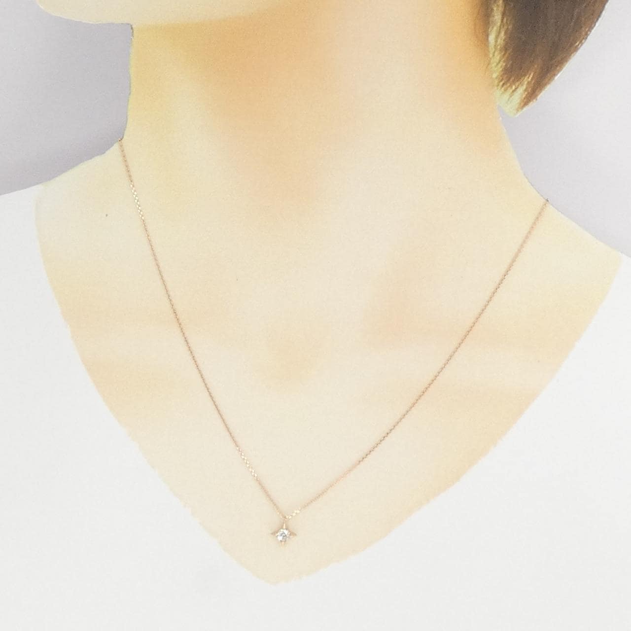 【新品】K18PG ダイヤモンド ネックレス 0.19CT