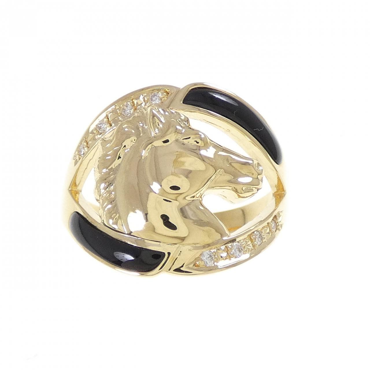 [BRAND NEW] K18YG Horse Onyx Ring