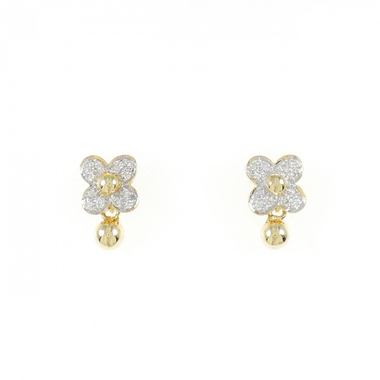 K18YG/K18WG Flower Diamond Earrings 0.12CT