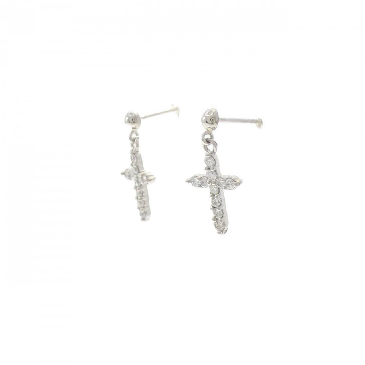 PT900 クロス ダイヤモンド ピアス 0.30CT