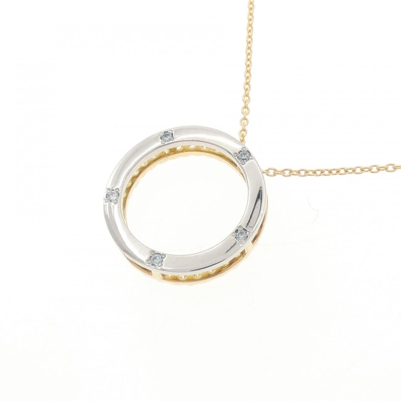 K18YG/PT900 ダイヤモンド ネックレス 0.19CT