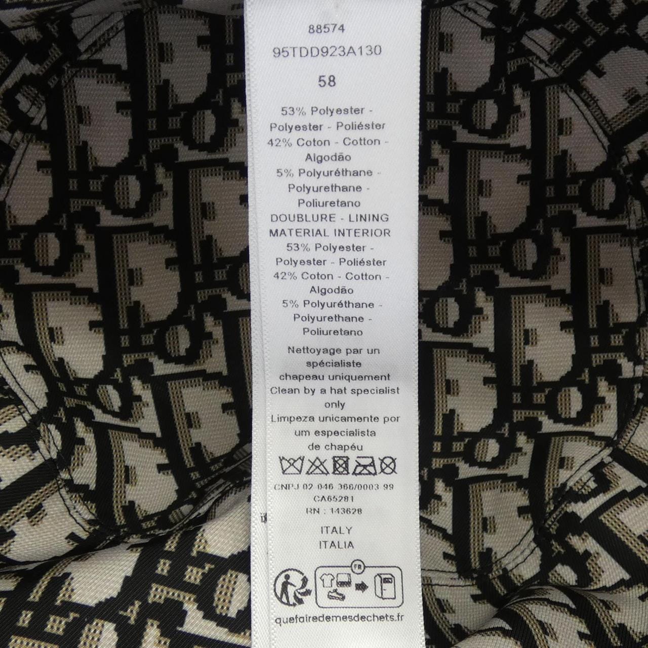 クリスチャンディオール CHRISTIAN DIOR TEDDY-D ボブハット オブリーク 95TDD923A130 ハット