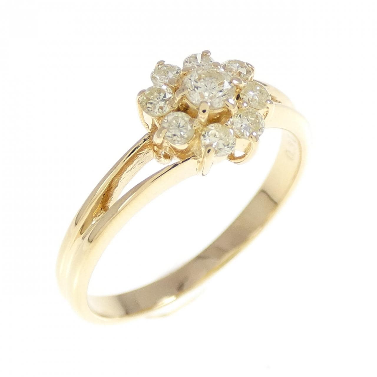 K18YG フラワー ダイヤモンド リング 0.31CT