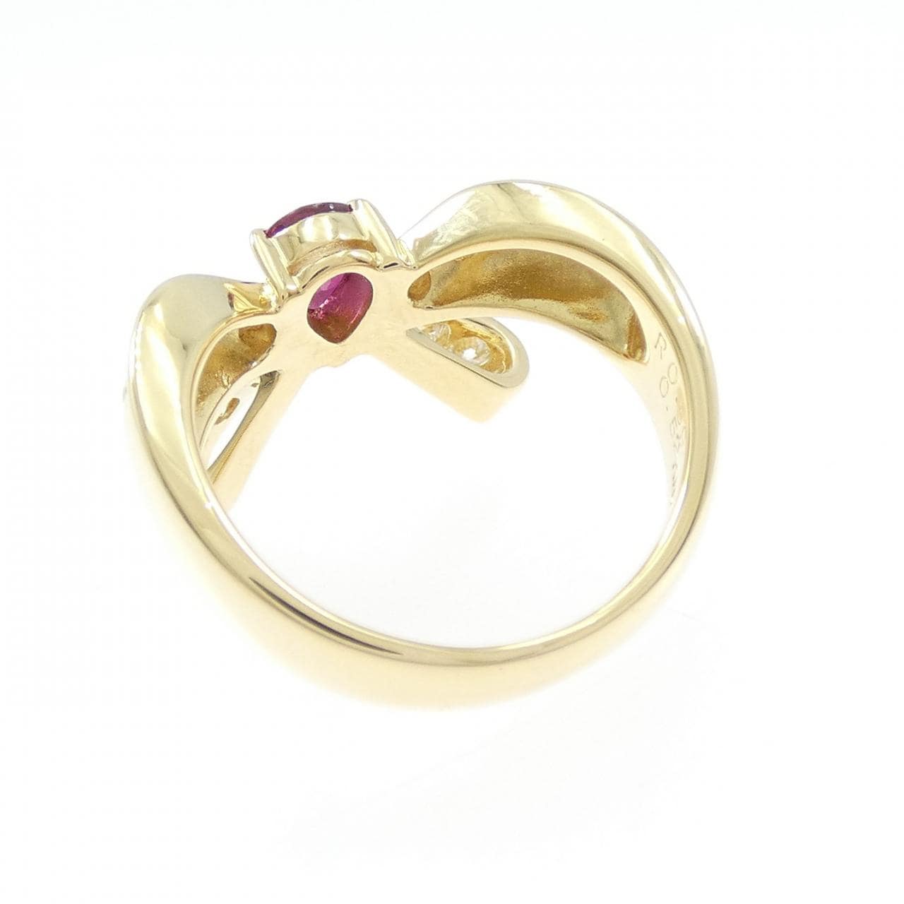 K18YG リボン ルビー リング 0.59CT