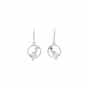 K18WG クロス ダイヤモンド ピアス 0.02CT