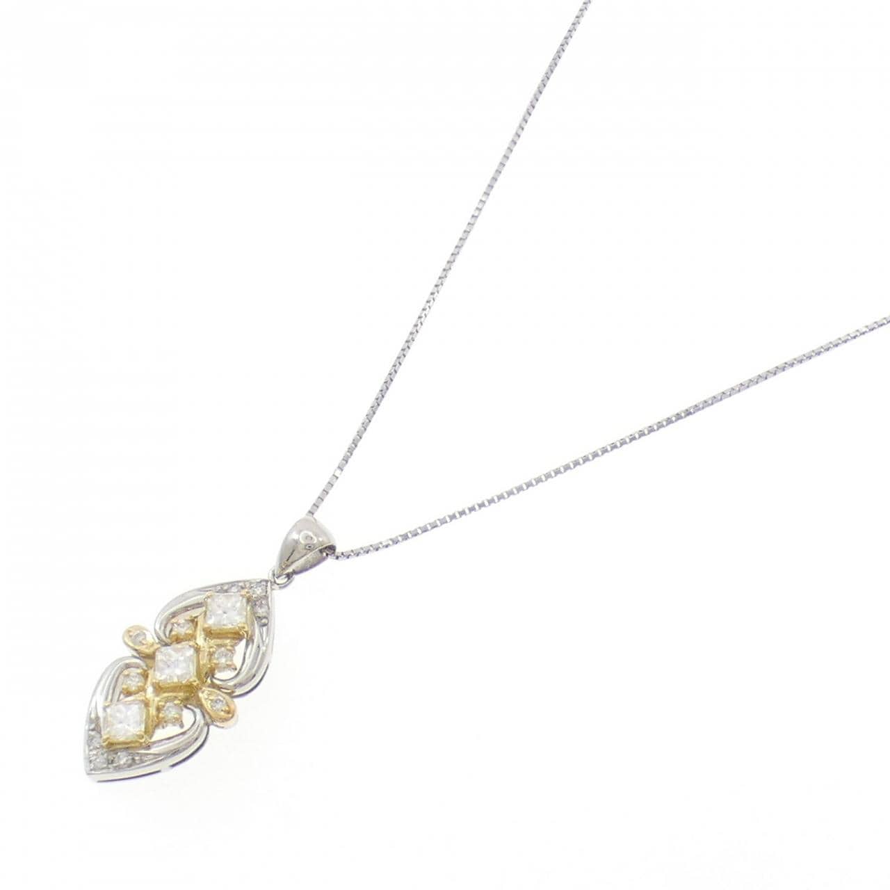 PT900/K18YG/PT850 ダイヤモンド ネックレス 0.65CT