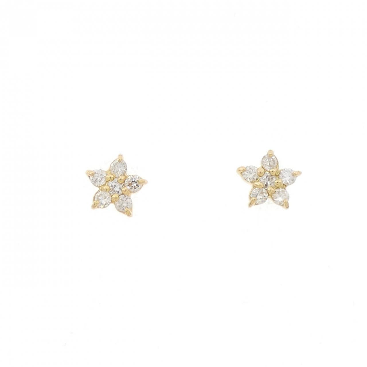 【新品】K18YG フラワー ダイヤモンド ピアス 0.20CT