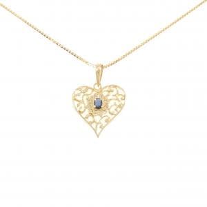 K18YG ハート サファイヤ ネックレス 0.20CT