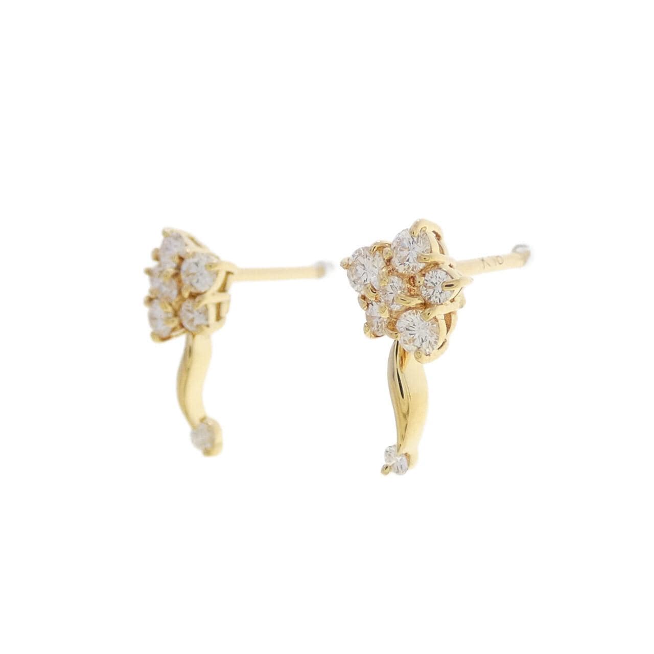 K18YG フラワー ダイヤモンド ピアス 0.38CT