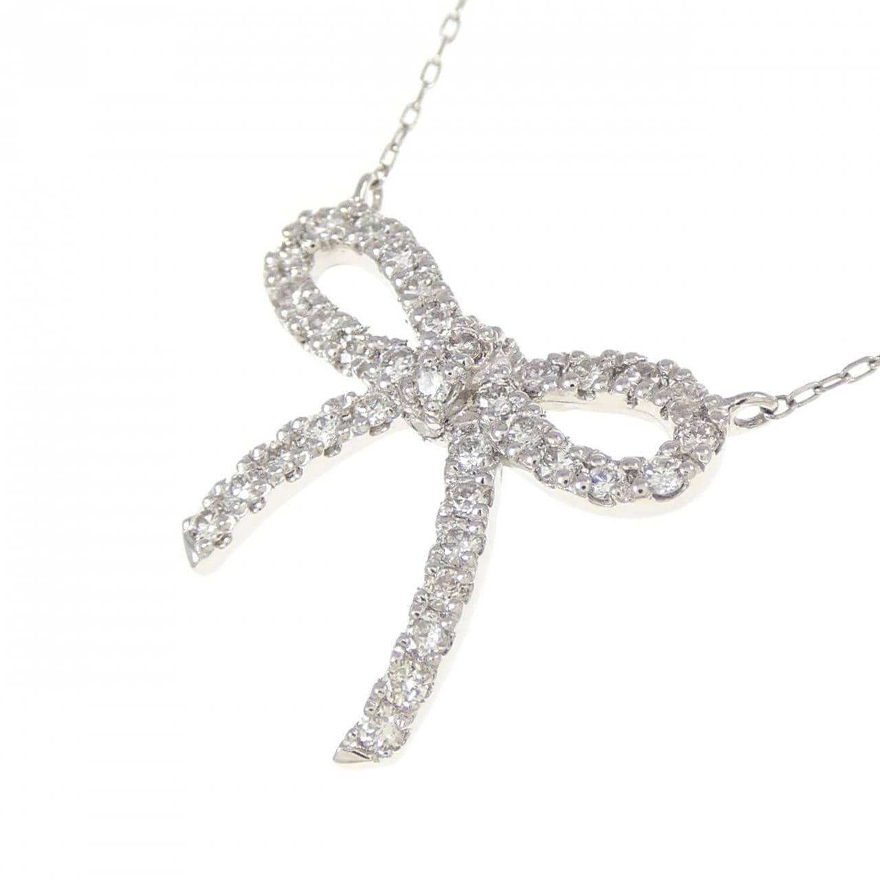 PT950/PT850 Ribbon Diamond Necklace 0.20CT