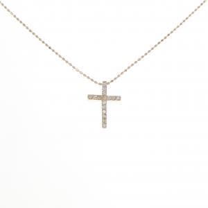 K18PG クロス ダイヤモンド ネックレス 0.13CT