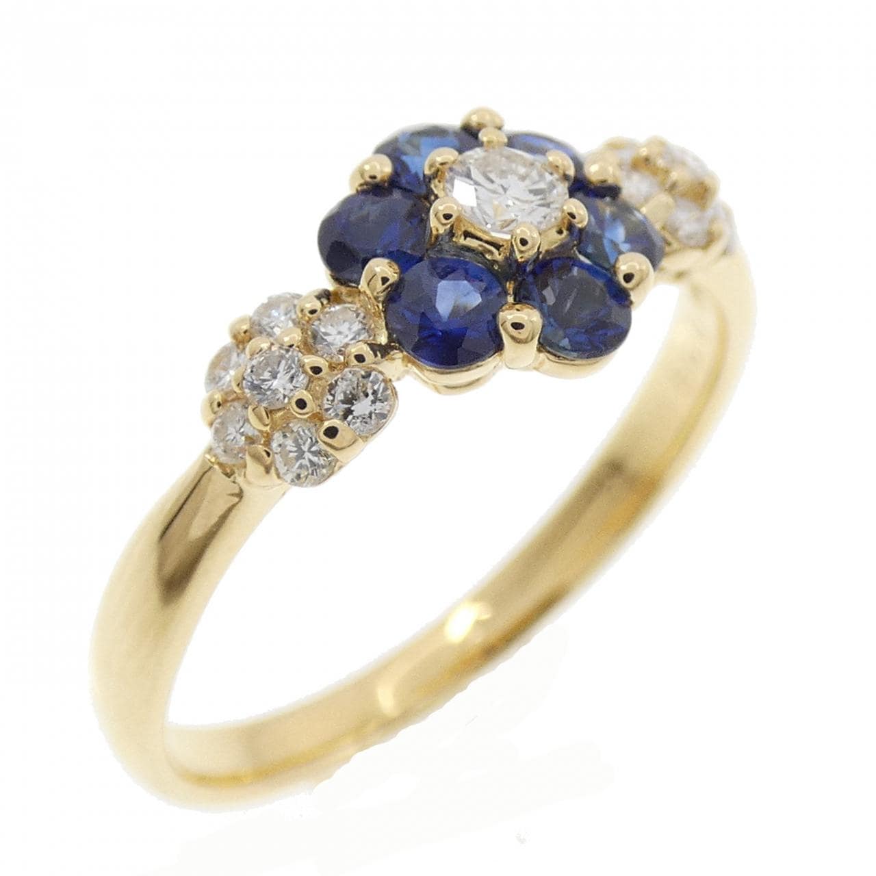 K18YG Flower Sapphire Ring 0.39CT