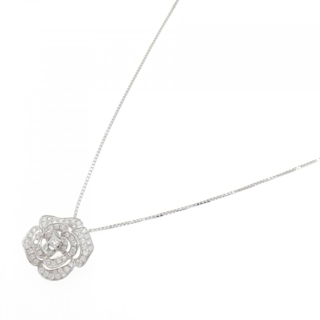750WG/K18WG ローズ ダイヤモンド ネックレス 1.01CT
