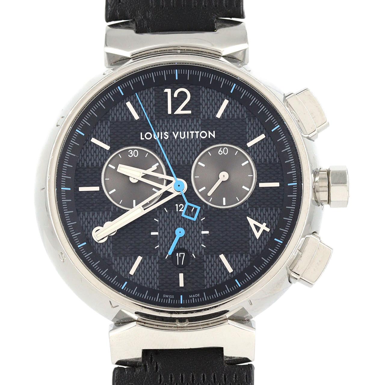 ルイヴィトン タンブールGMダミエグラフィットクロノグラフ QA094 SS クォーツ