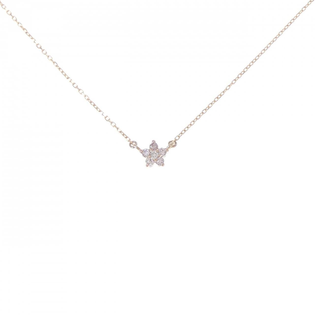 K18PG フラワー ダイヤモンド ネックレス 0.04CT