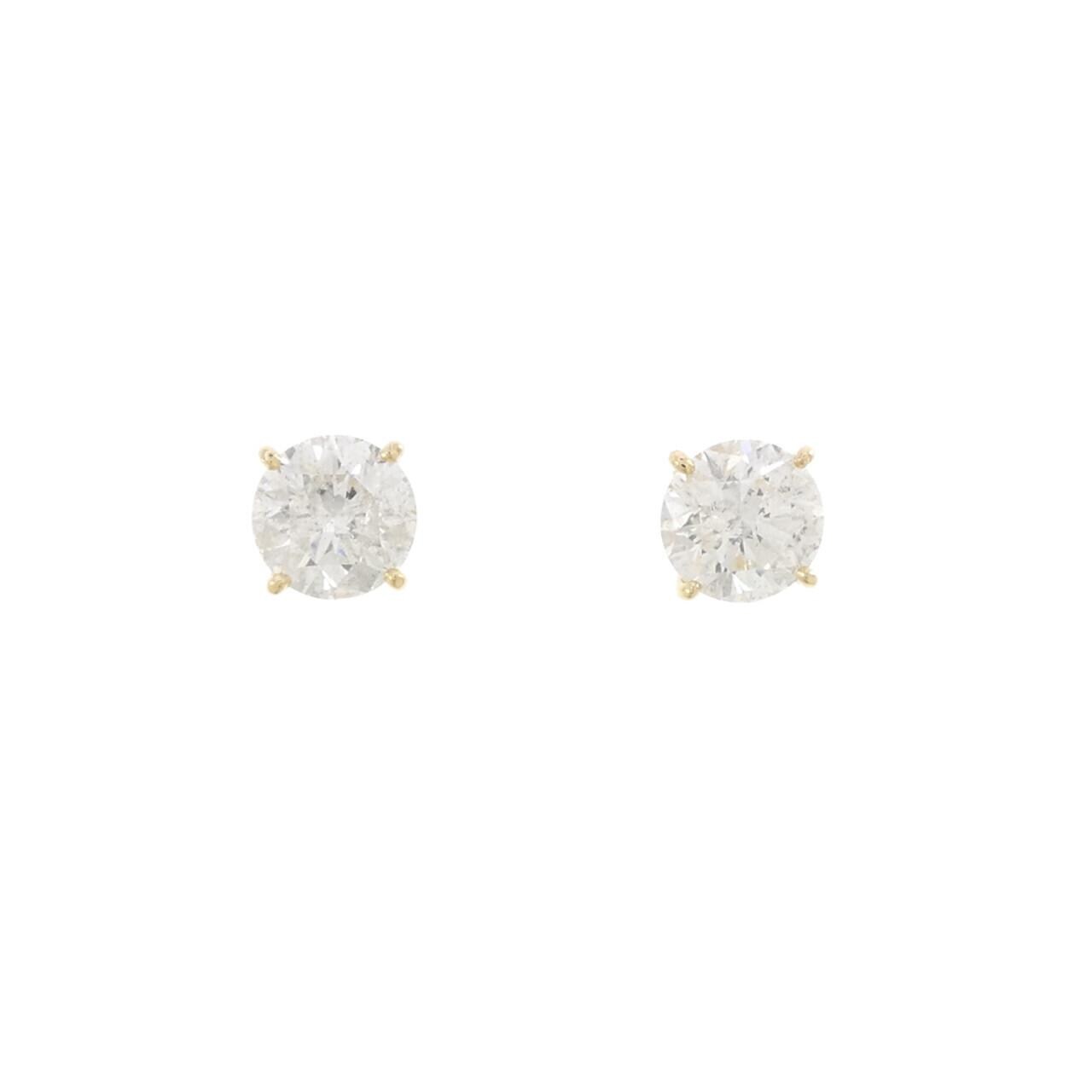 K18YG ダイヤモンド ピアス 1.022CT 1.072CT I I1-2 VG