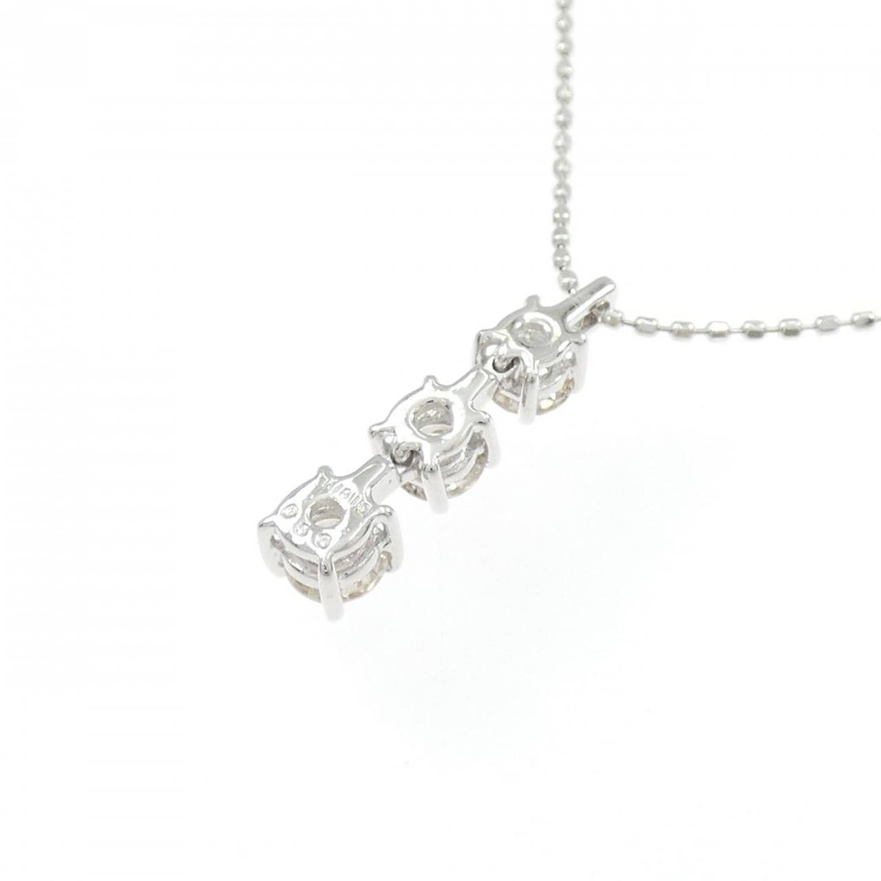 K18WG スリーストーン ダイヤモンド ネックレス 0.50CT