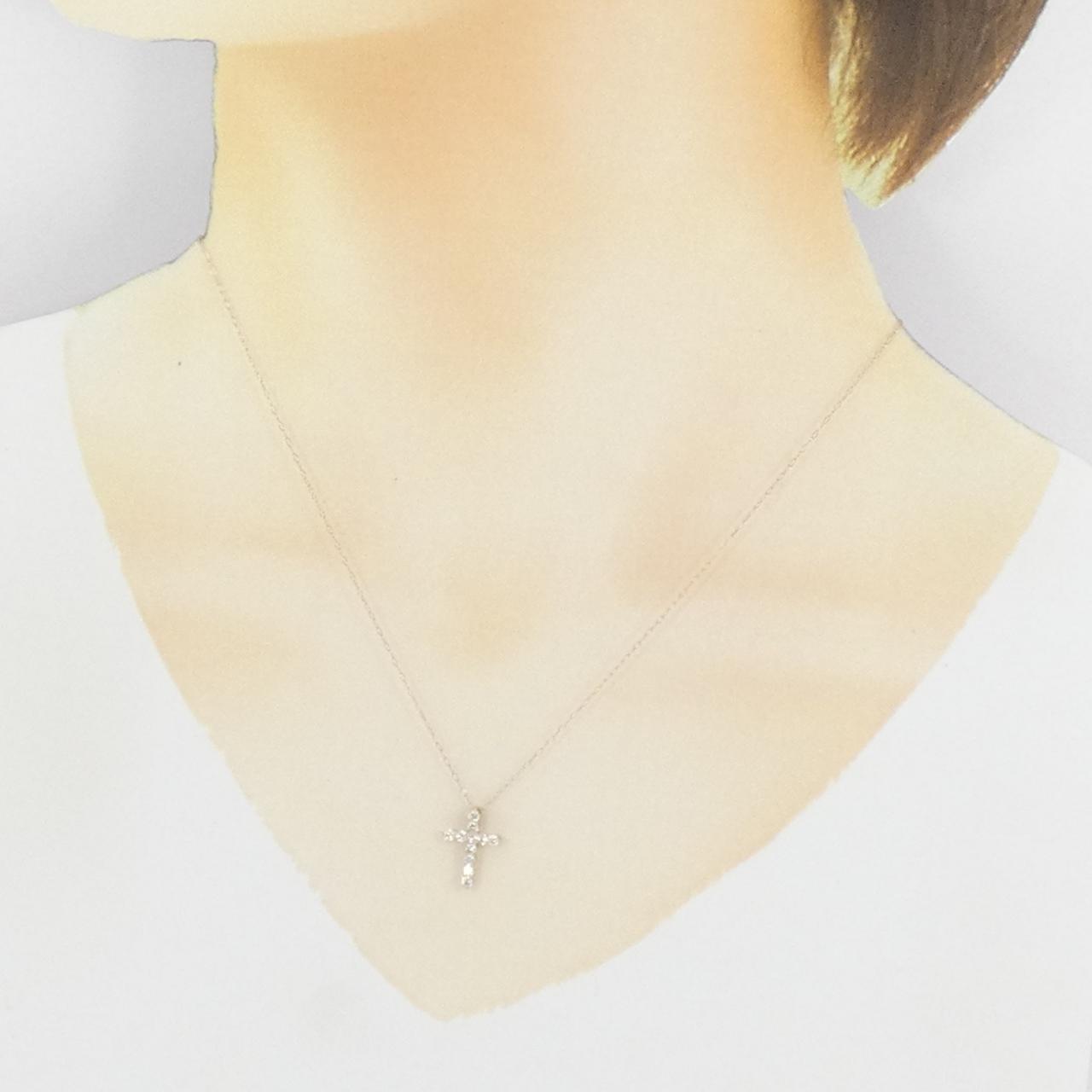 K18PG クロス ダイヤモンド ネックレス 0.30CT