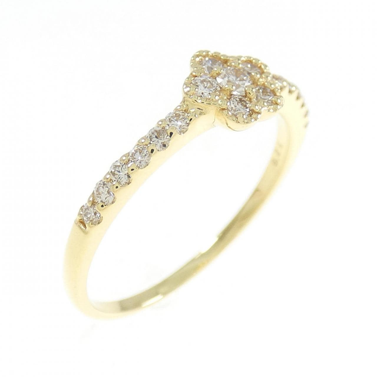 【新品】K18YG フラワー ダイヤモンド リング 0.26CT