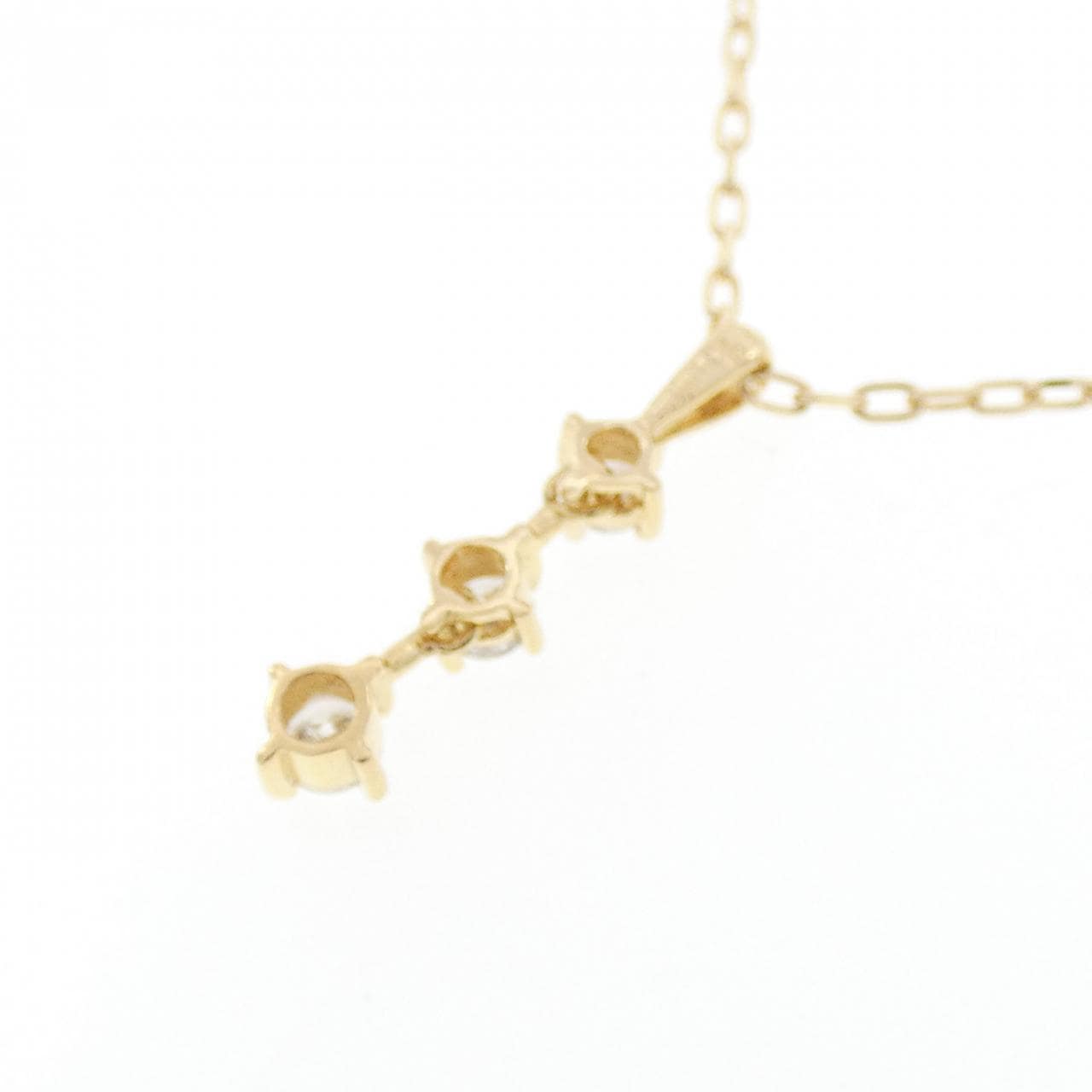 K18YG スリーストーン ダイヤモンド ネックレス 0.13CT