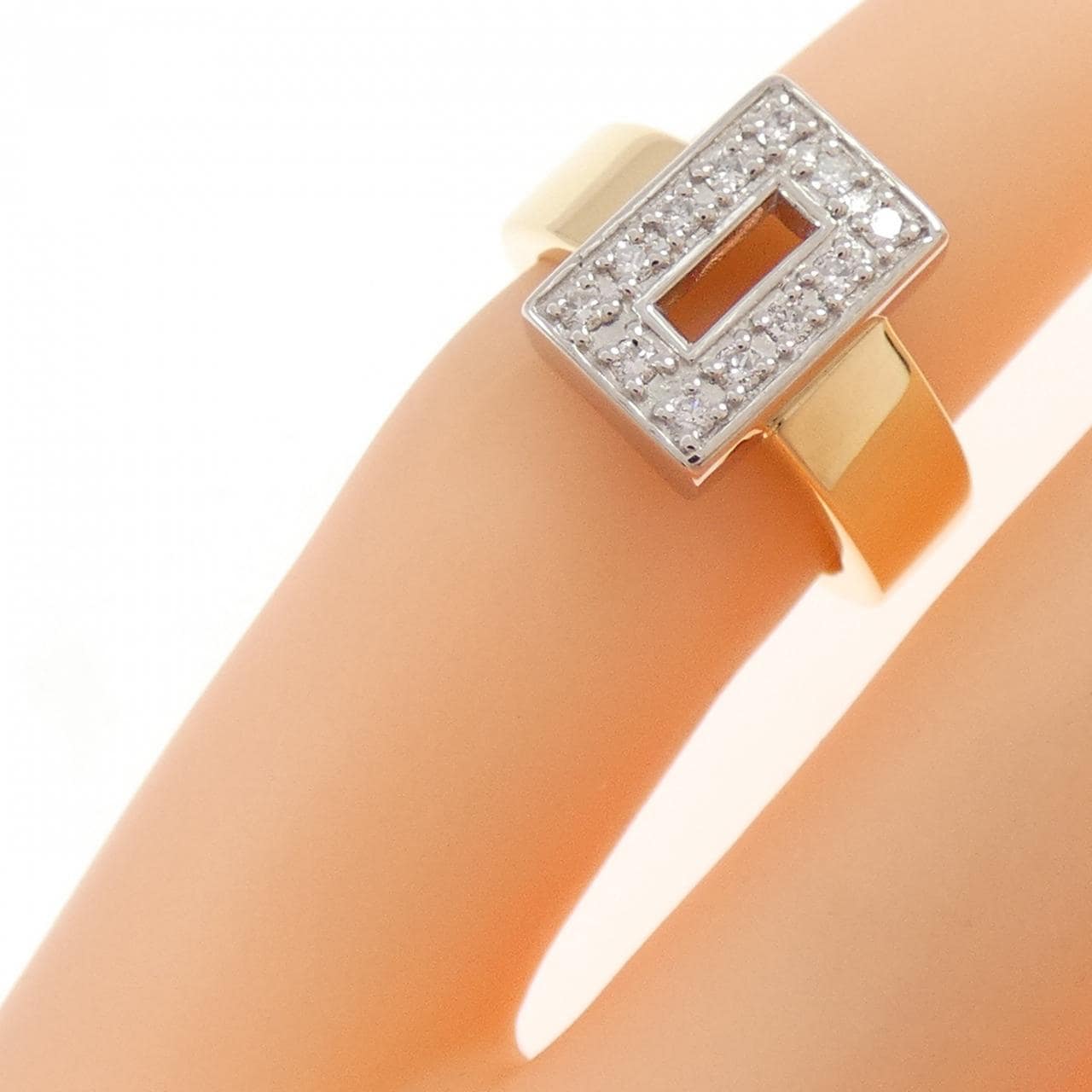 K18YG/PT900 ダイヤモンド ピンキー リング 0.12CT