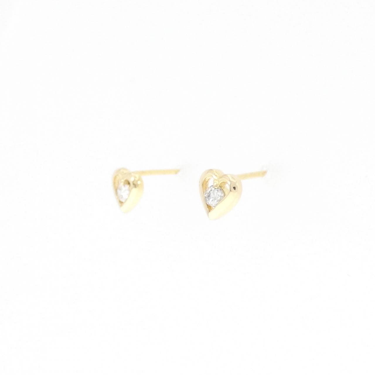 K18YG ハート ダイヤモンド ピアス 0.10CT