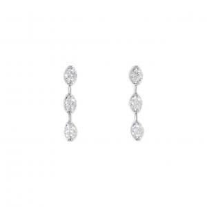 K14WG スリーストーン ダイヤモンド ピアス 0.60CT