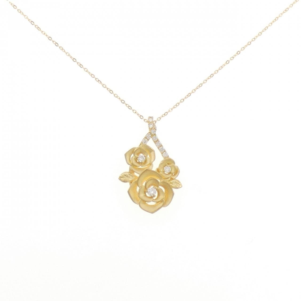 K18YG ローズ ダイヤモンド ネックレス 0.16CT