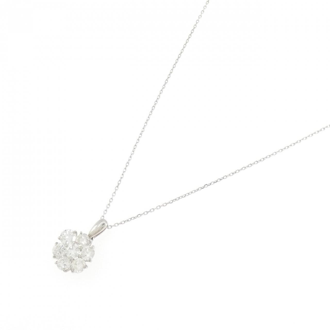 PT900/PT850 フラワー ダイヤモンド ネックレス 1.00CT