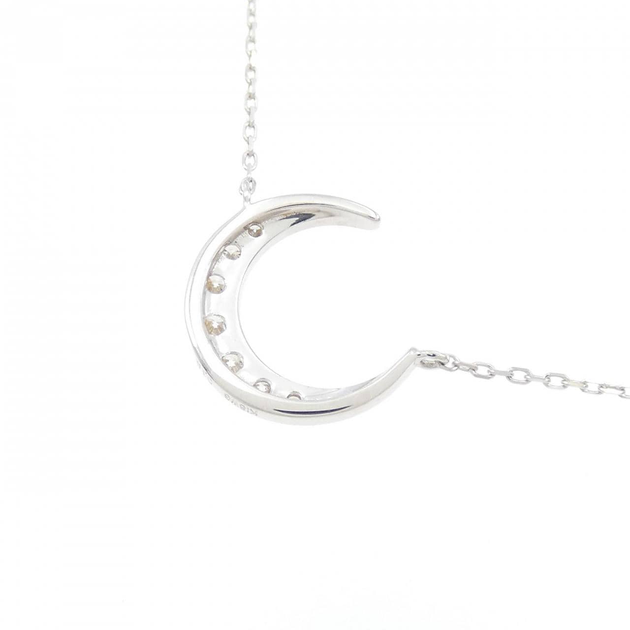 K18WG Moon Diamond Necklace 0.15CT