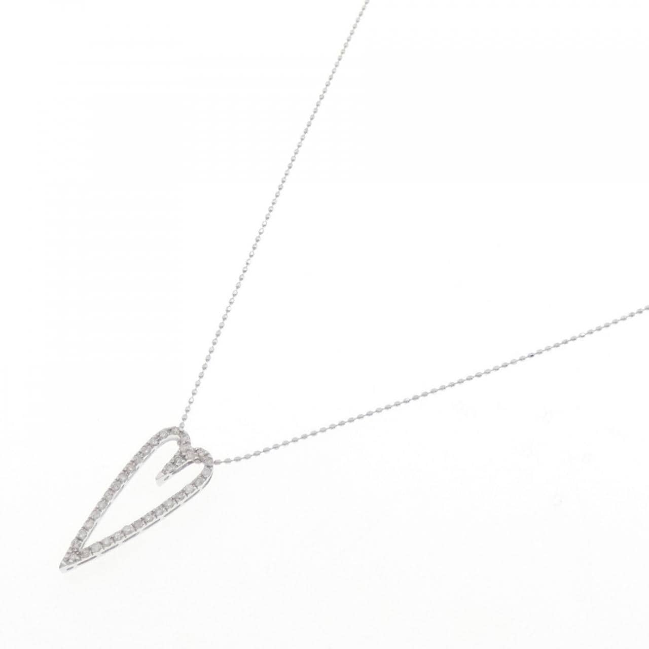 K18WG ハート ダイヤモンド ネックレス 0.18CT