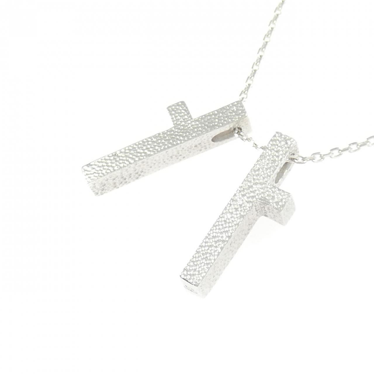 K18WG クロス ダイヤモンド ネックレス 0.15CT