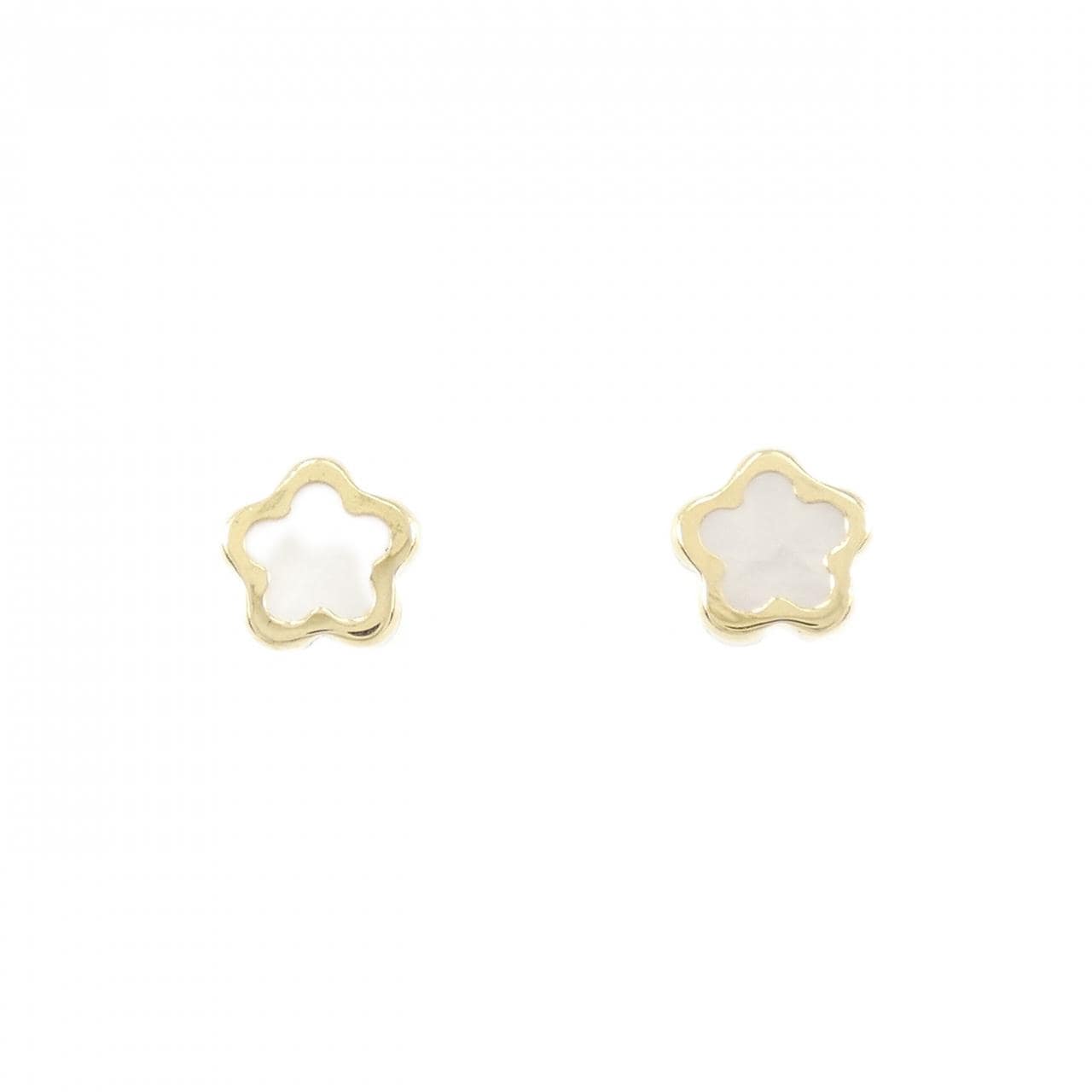 [BRAND NEW] 750YG Flower Mother of Pearl Earrings