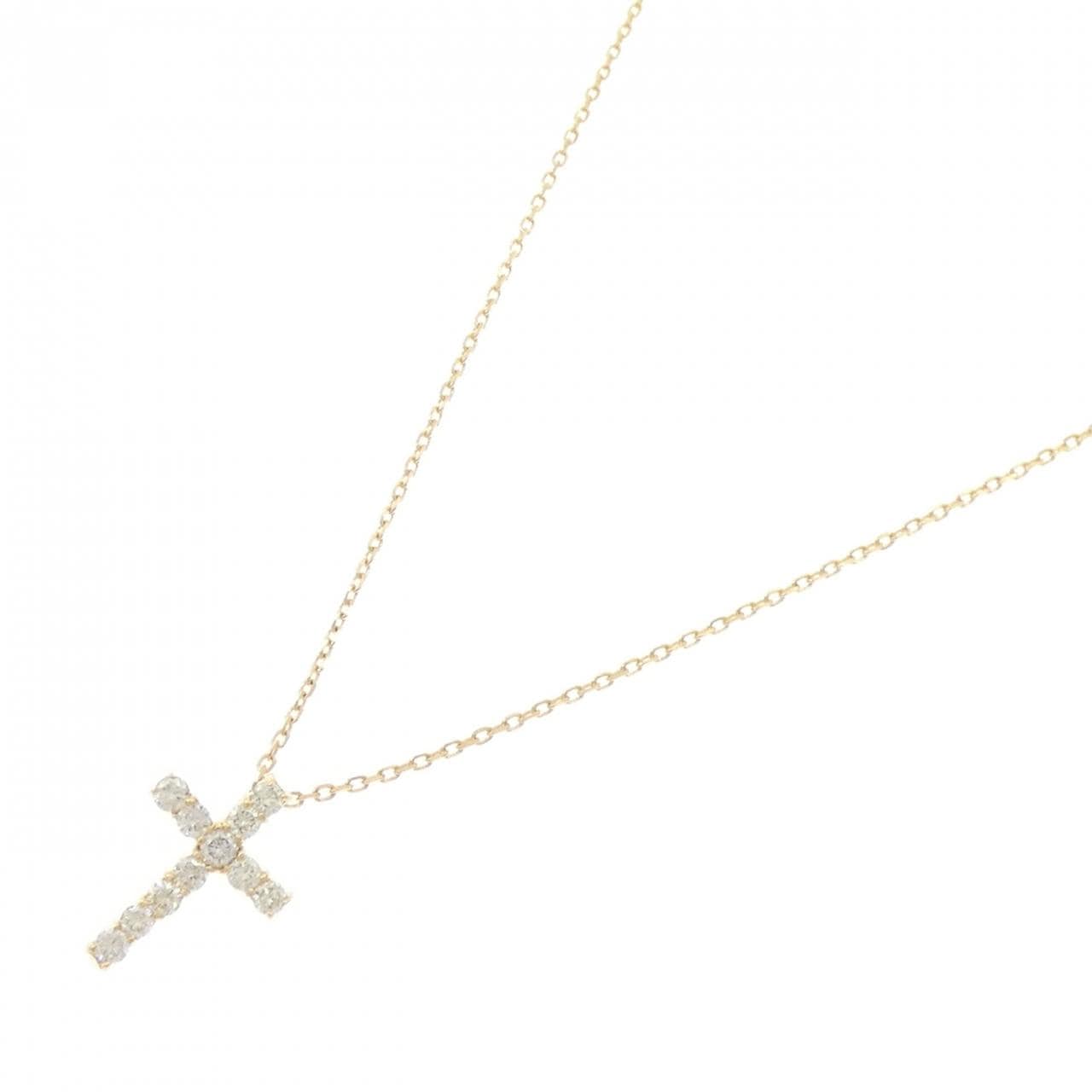 K18YG クロス ダイヤモンド ネックレス 0.23CT