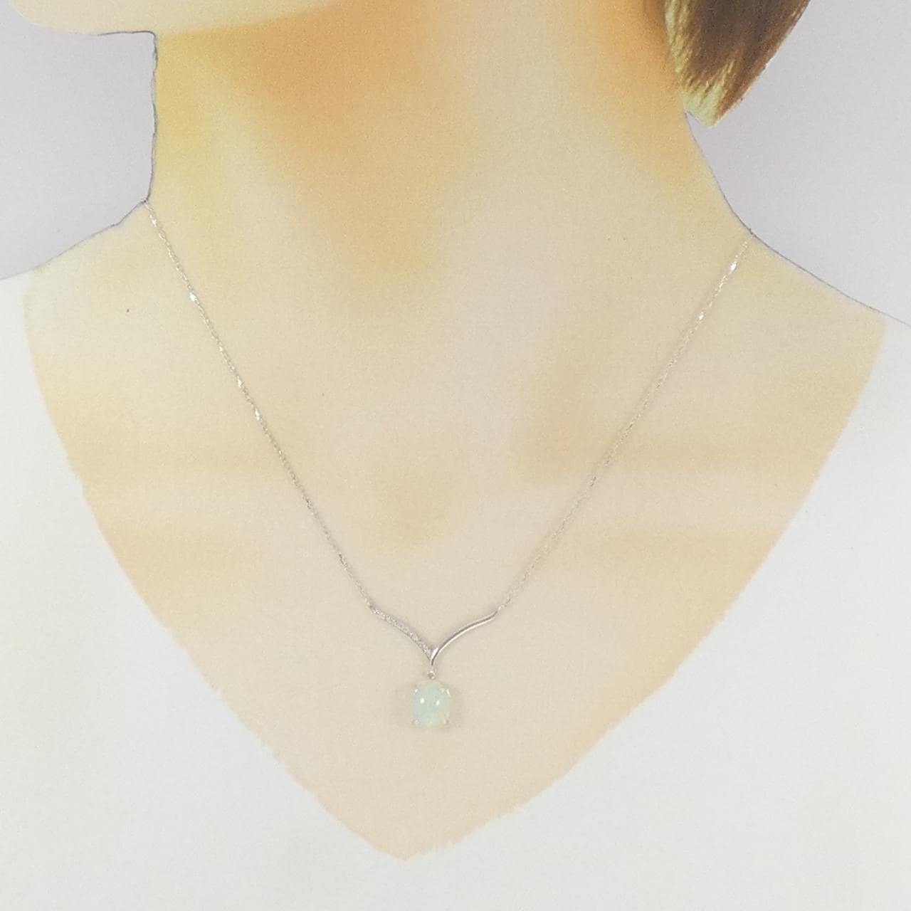 K18WG オパール ネックレス 1.88CT