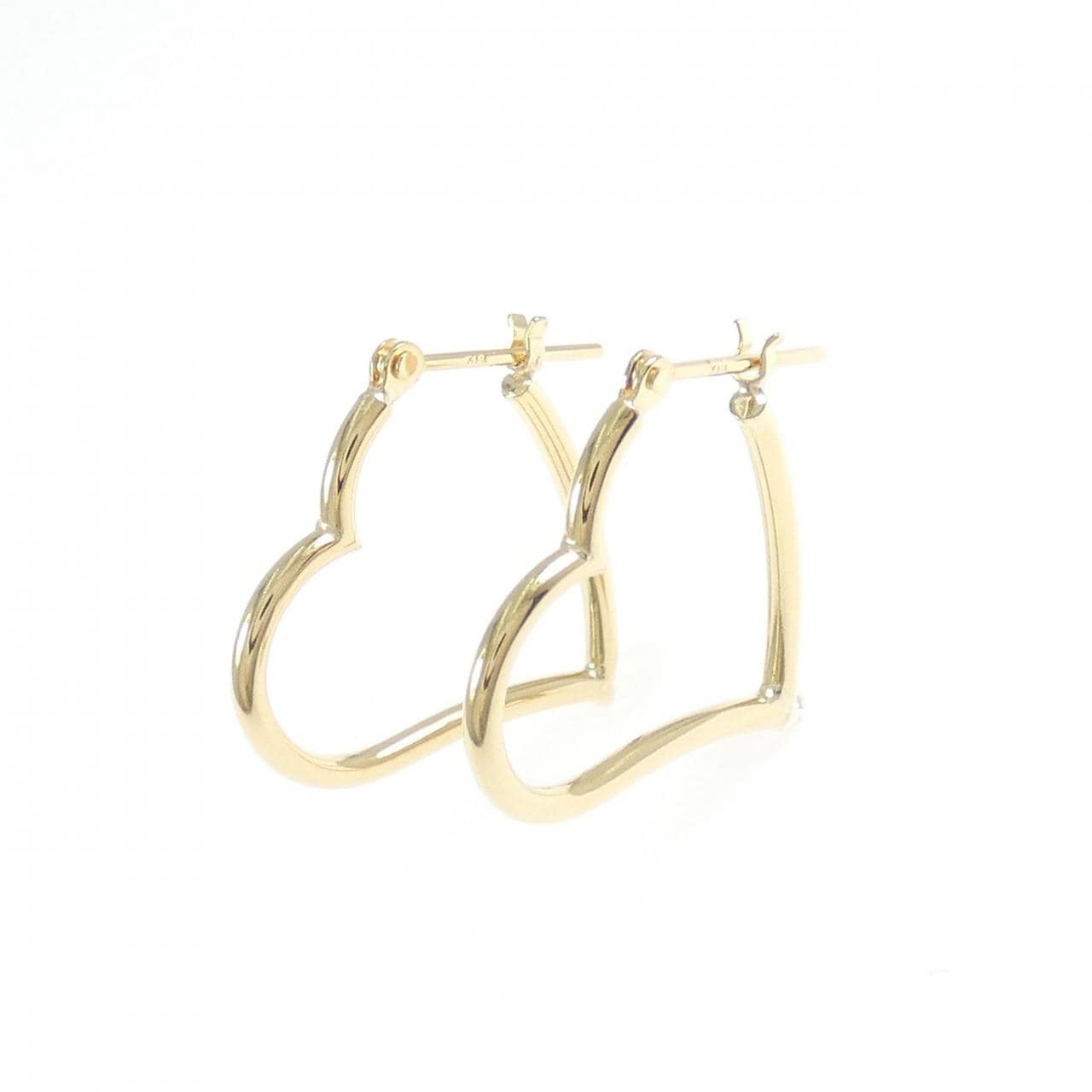 K18YG ハート フープ ピアス