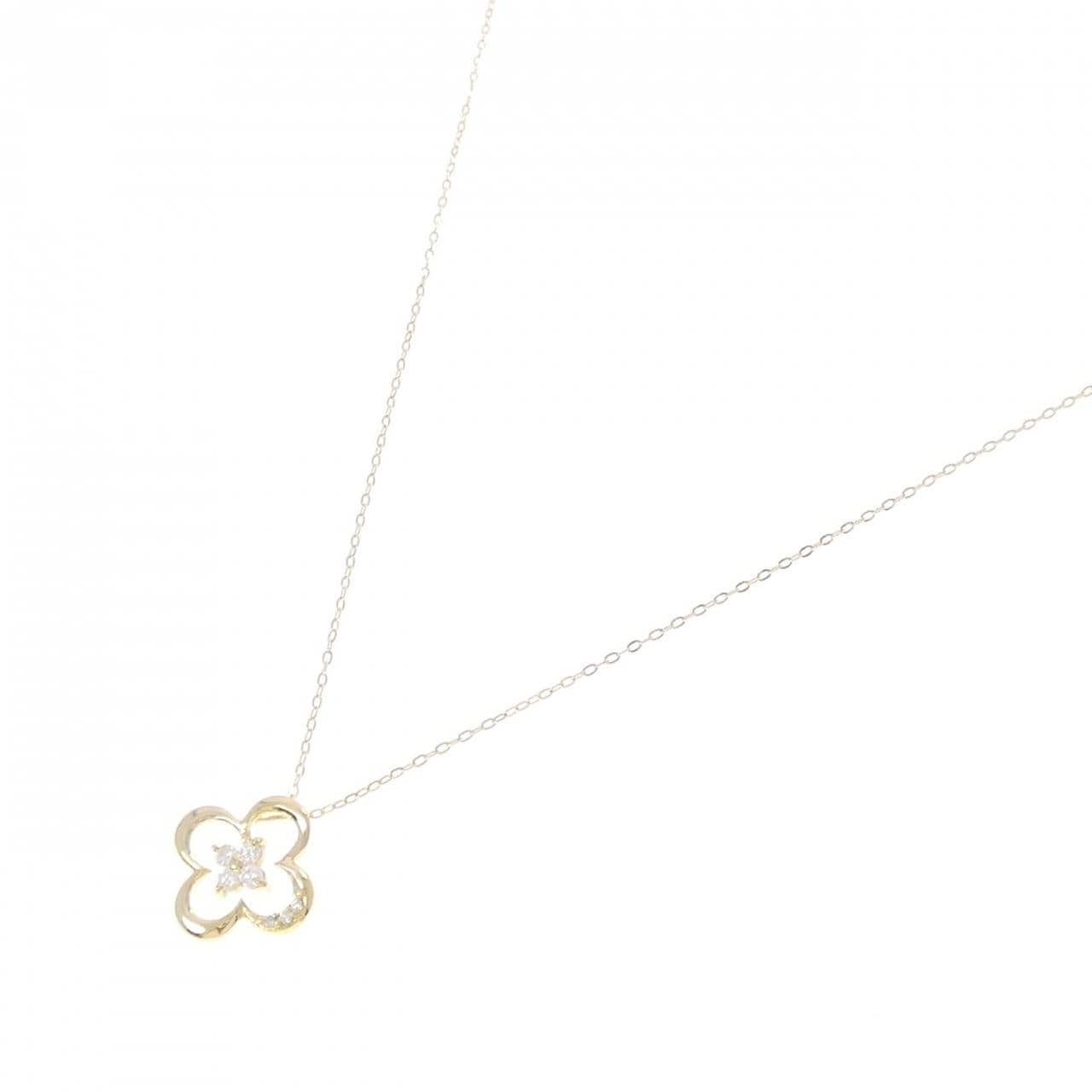 K18YG フラワー ダイヤモンド ネックレス 0.10CT