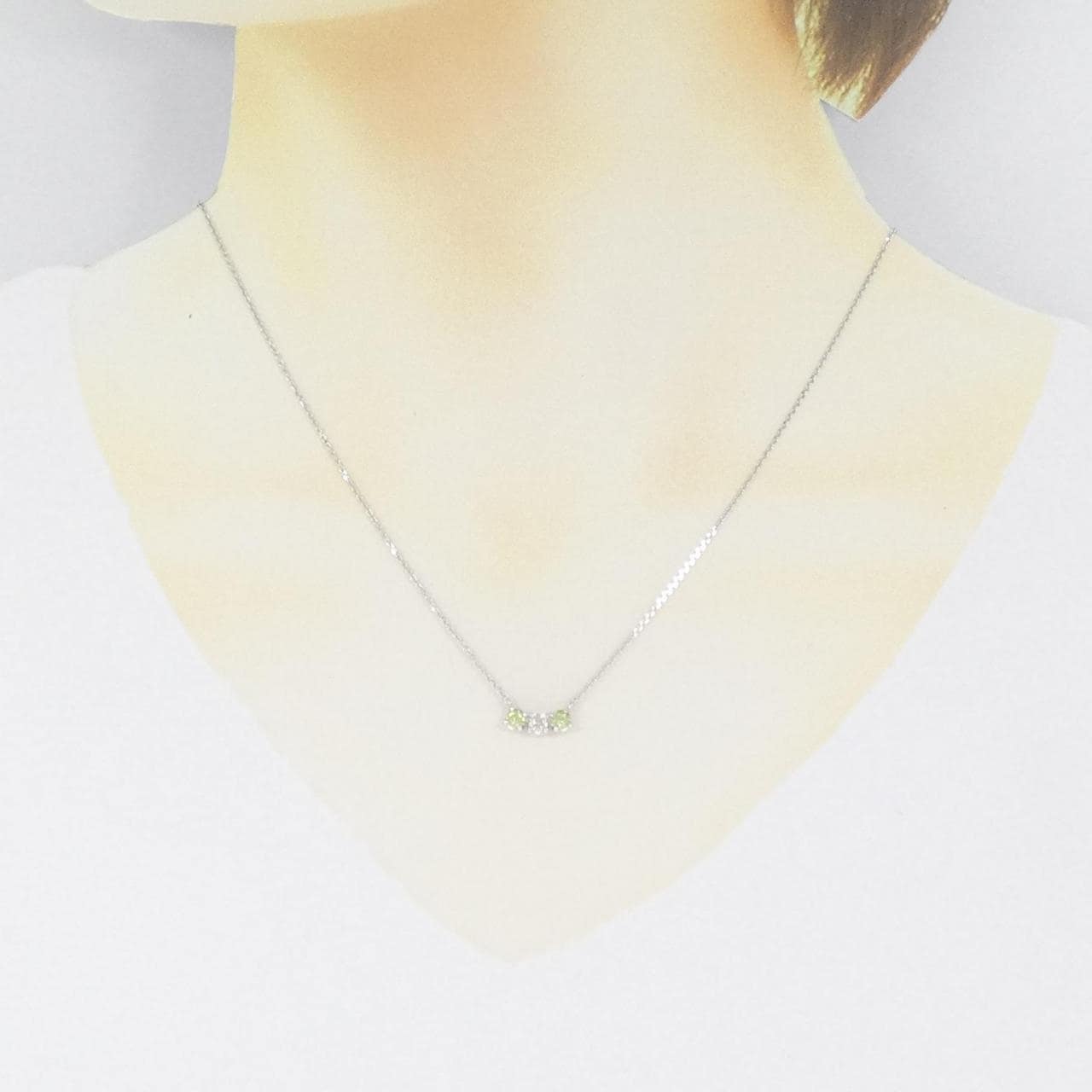 K18WG ペリドット ネックレス 0.14CT