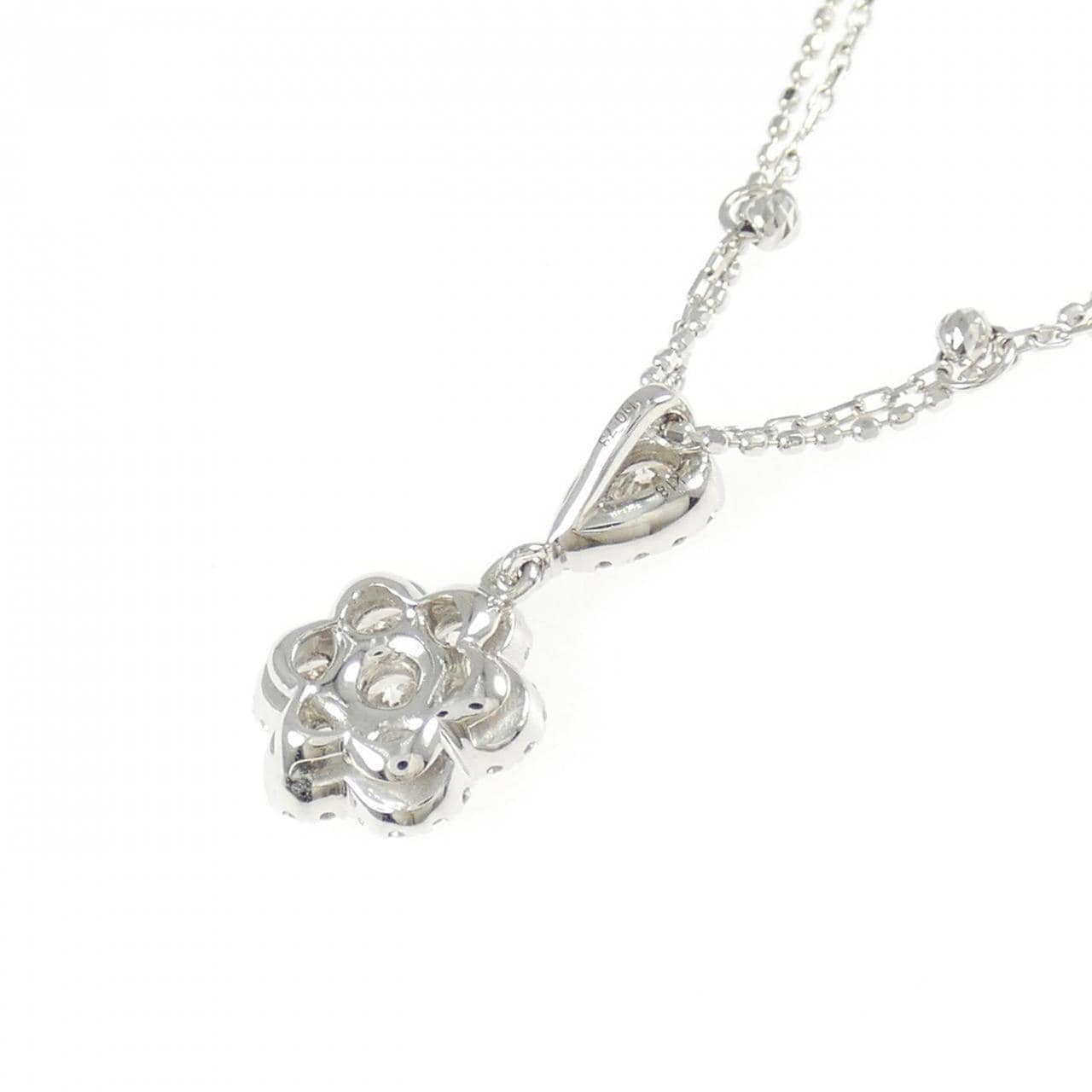 K18WG フラワー ダイヤモンド ネックレス 0.73CT