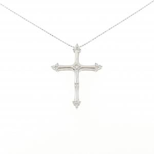 K18WG クロス ダイヤモンド ネックレス 0.30CT