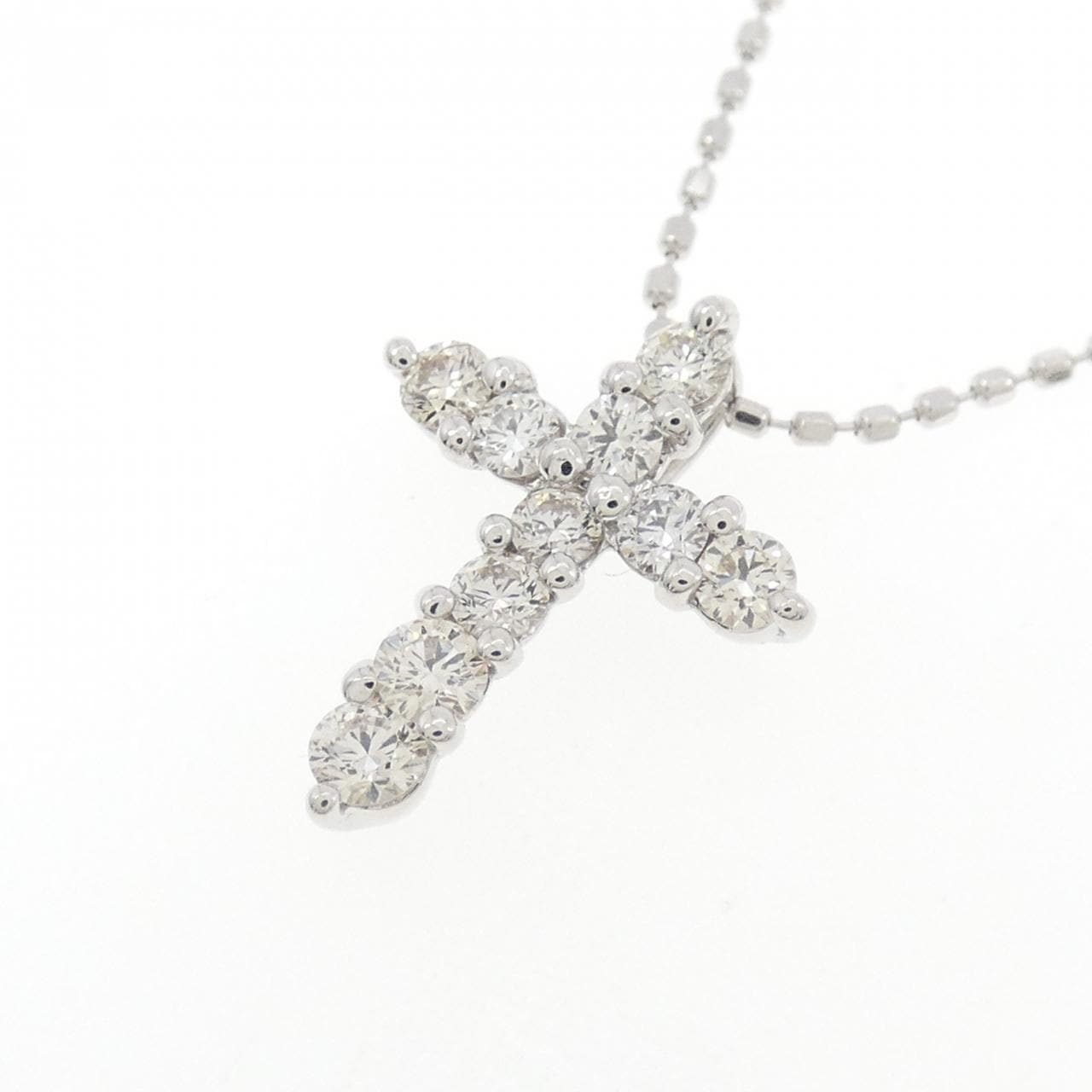K18WG クロス ダイヤモンド ネックレス 0.30CT