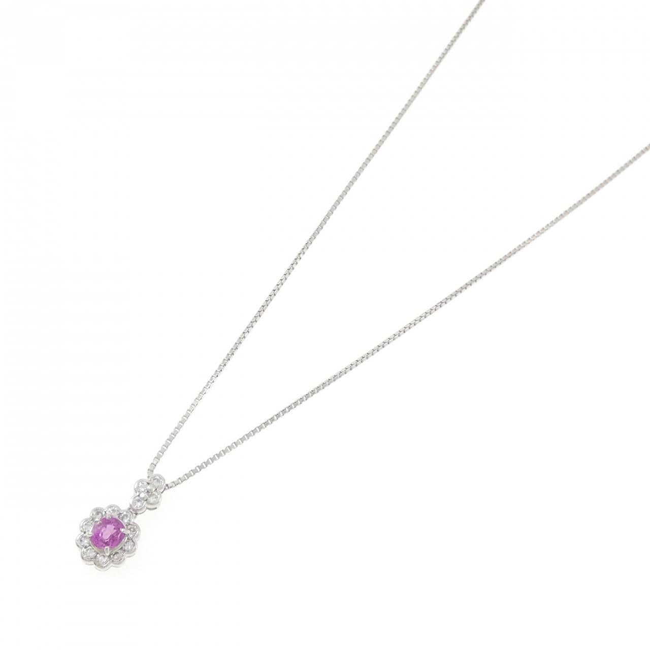 PT900/PT850  フラワー サファイヤ ネックレス 1.09CT